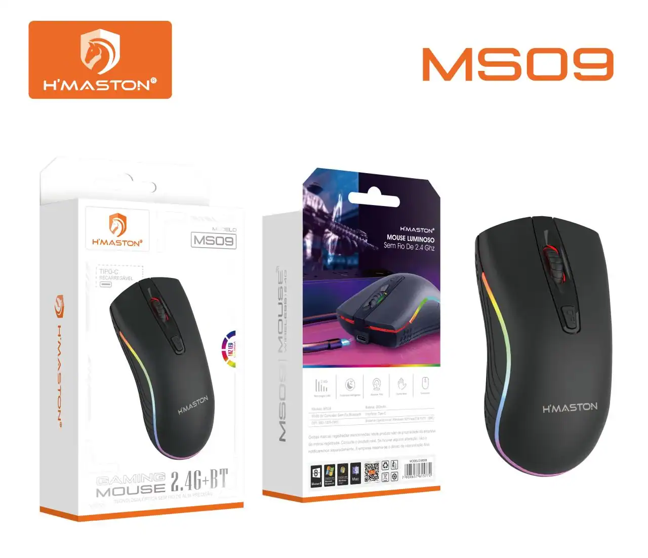 Mouse sem fio recarregável gamer h'maston